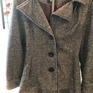 Women's Gray Tweed Button-Front Coat